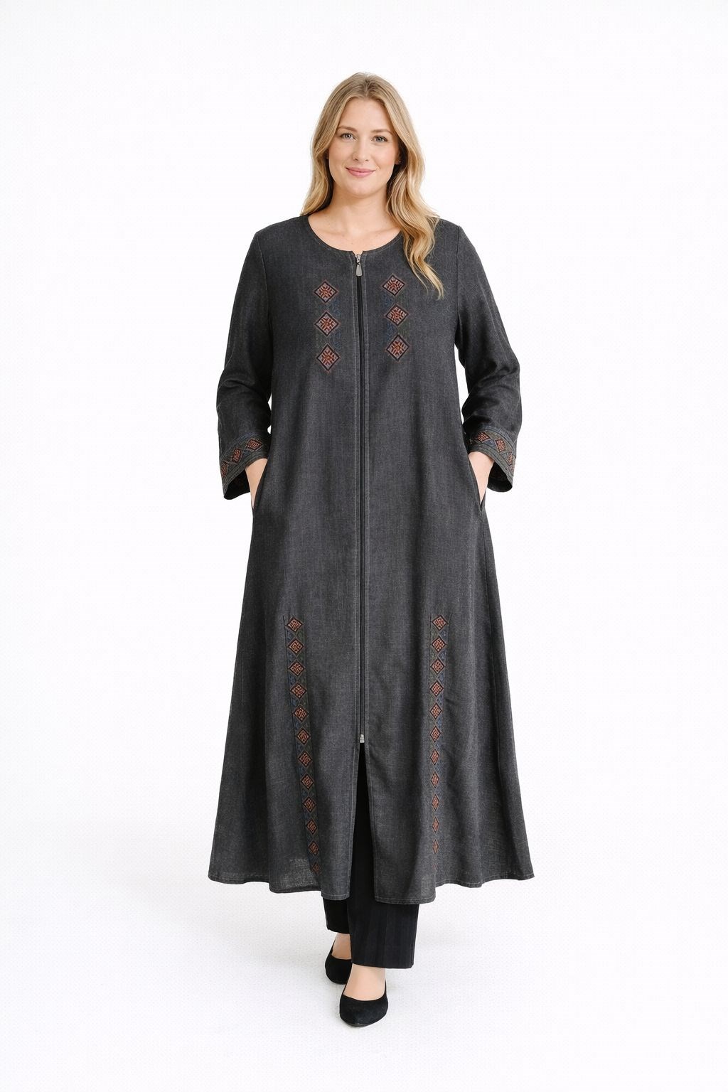 1504 Nakışlı Antrasit Dış Giyim