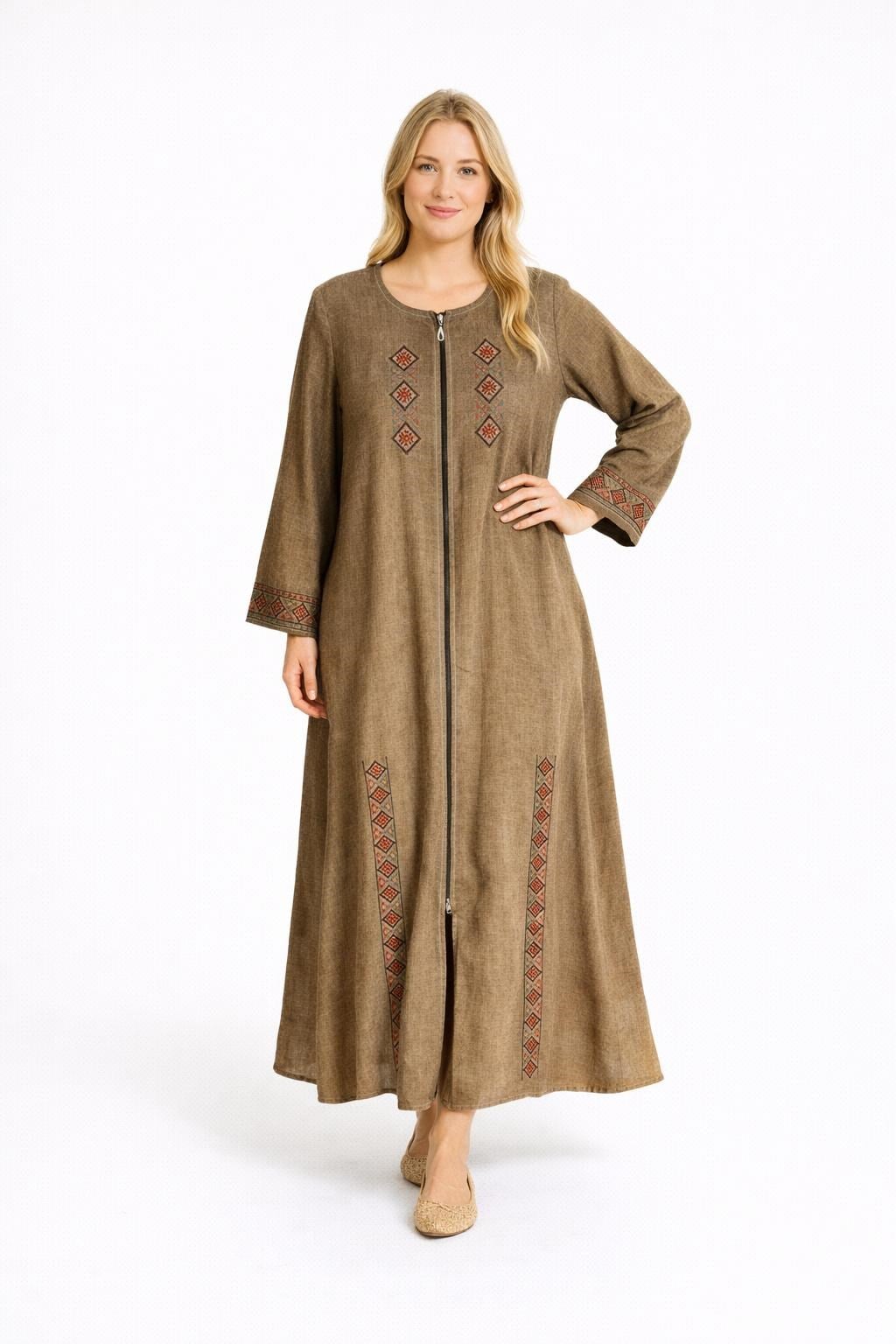 1504 Nakışlı Camel Dış Giyim