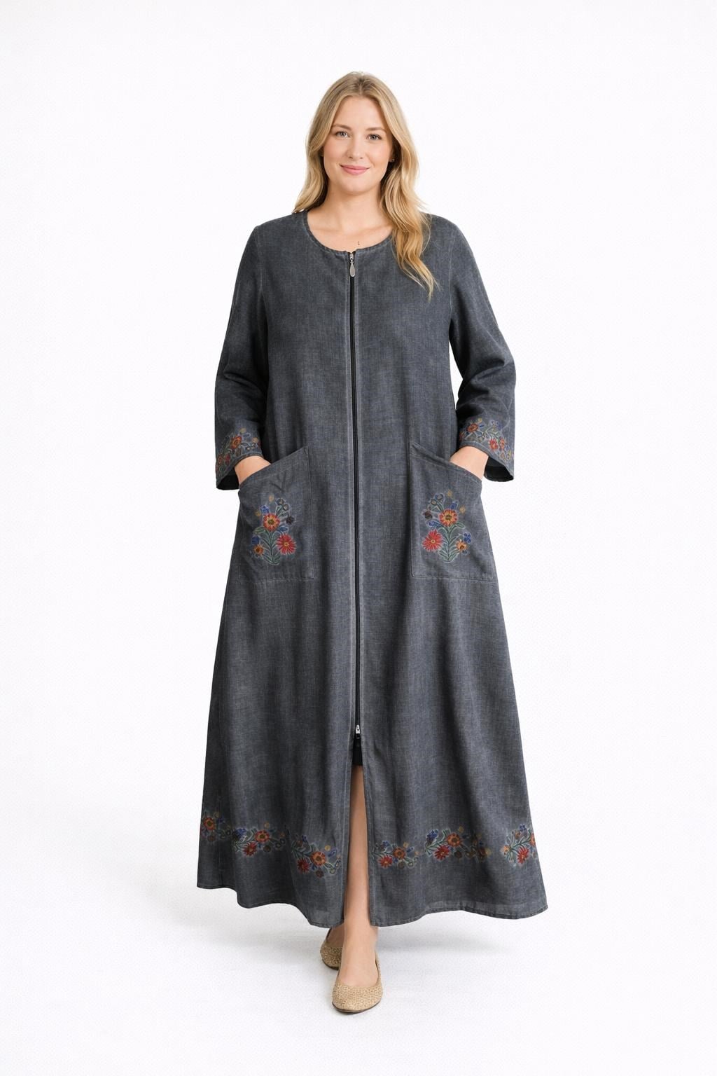 1505 Nakışlı Antrasit Dış Giyim