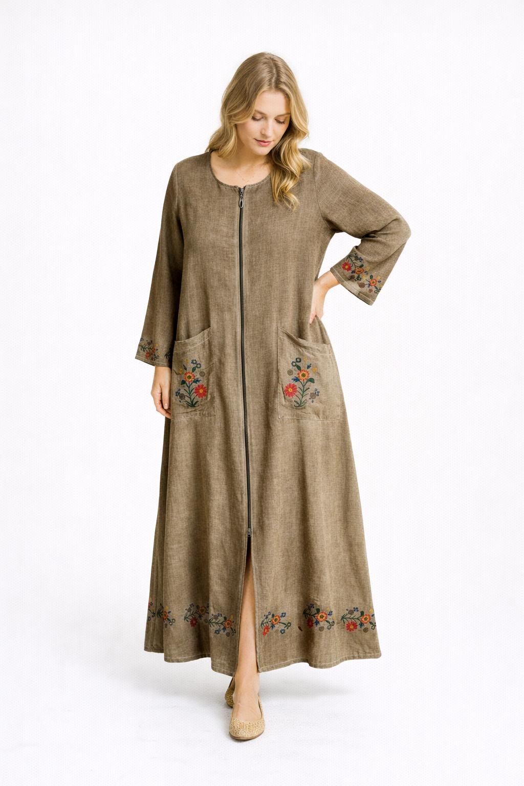 1505 Nakışlı Camel Dış Giyim