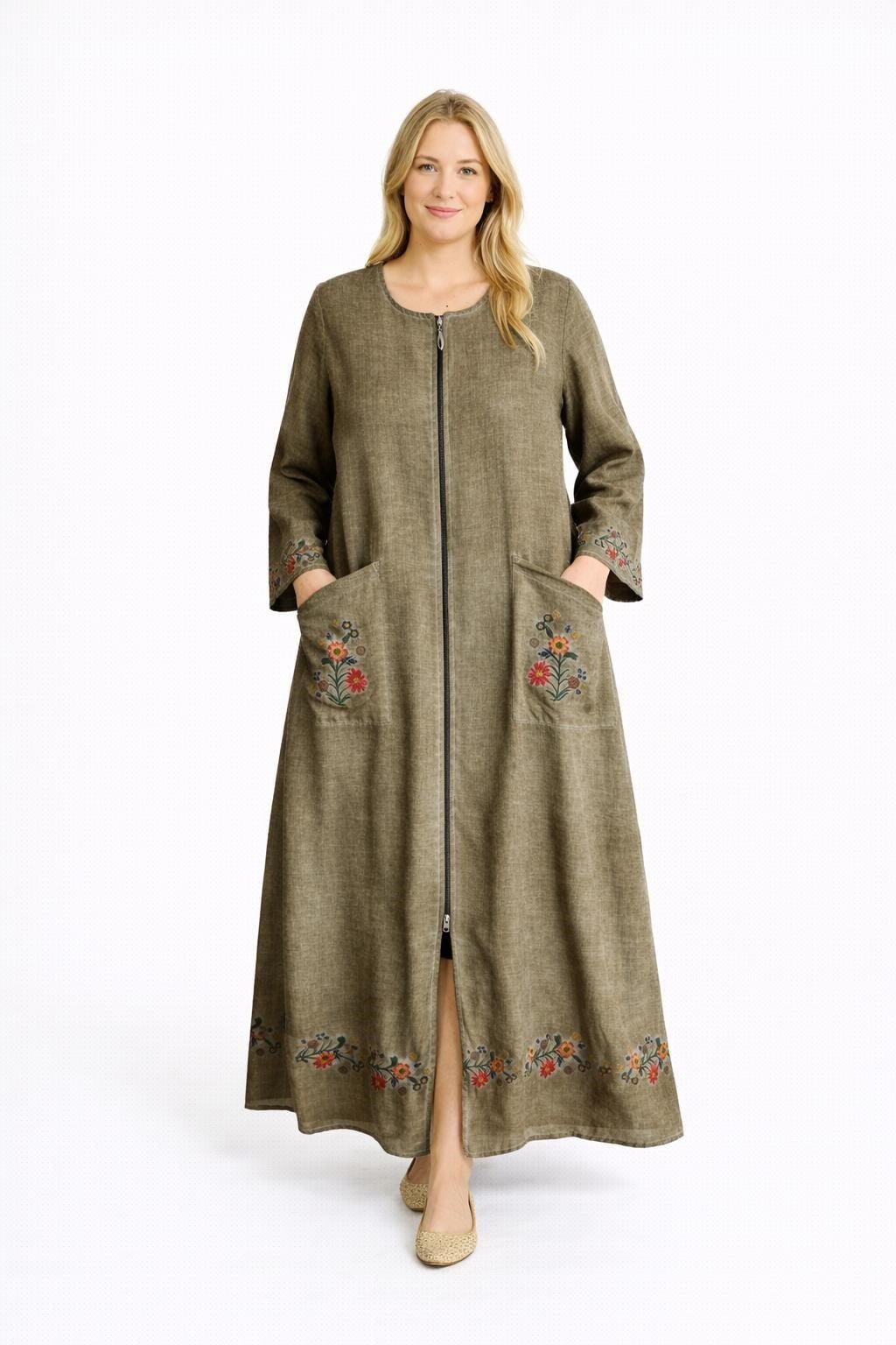 1505 Nakışlı Haki Dış Giyim