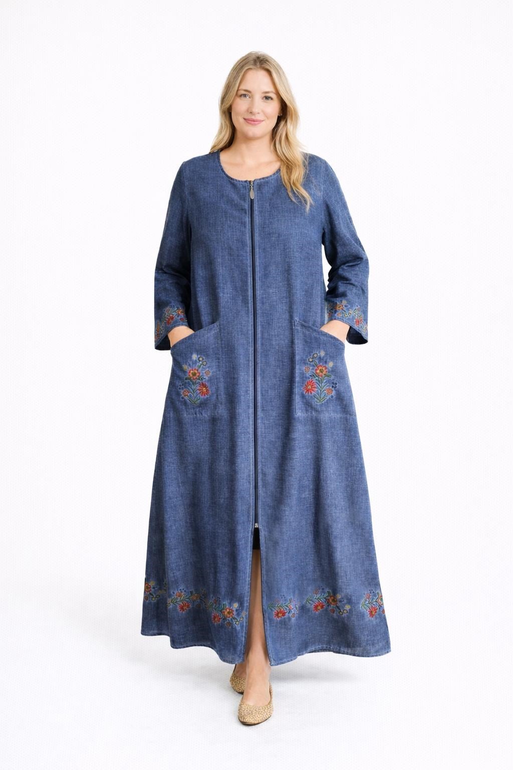 1505 Nakışlı İndigo Dış Giyim