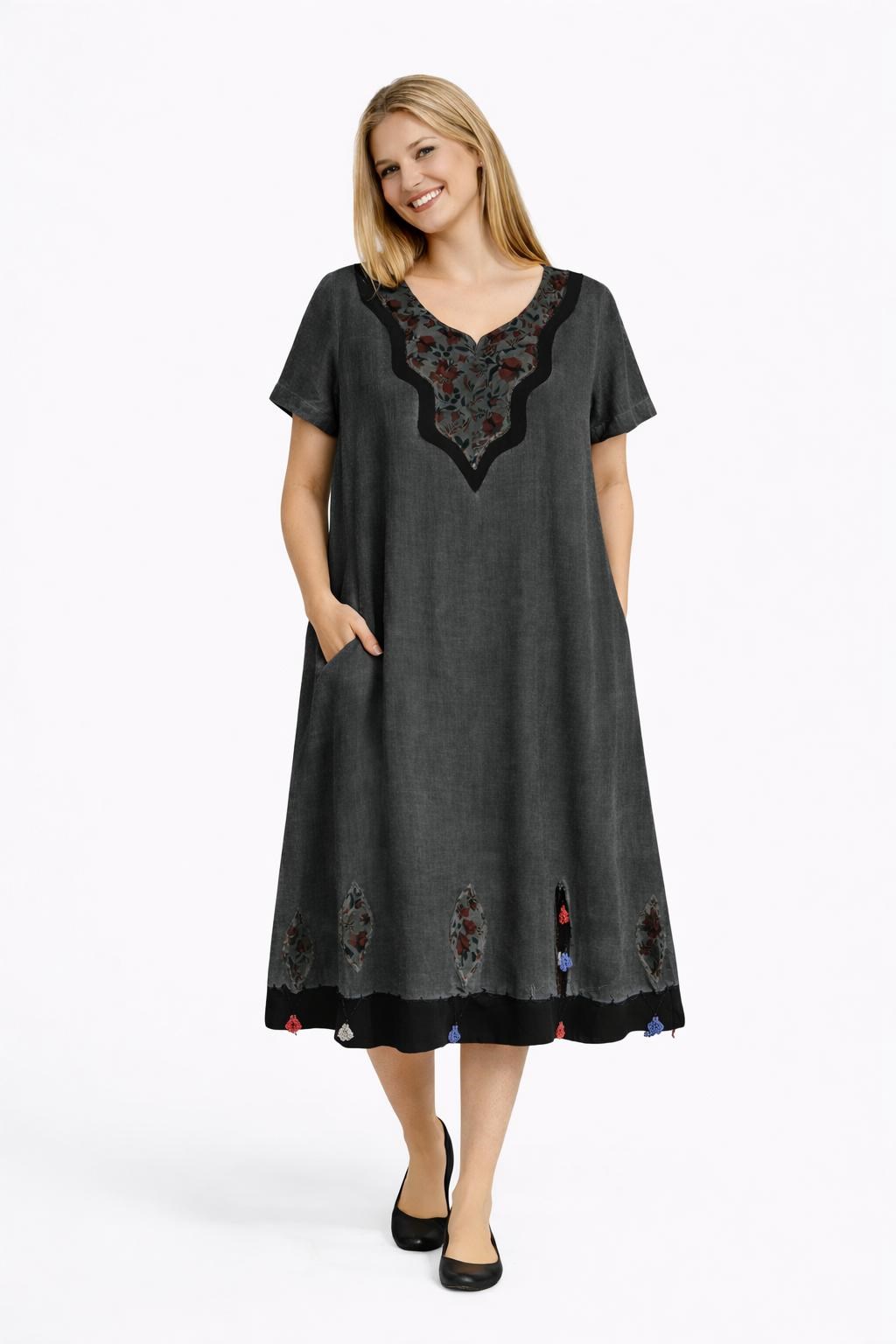 1530 Oyalı Antrasit Battal Elbise