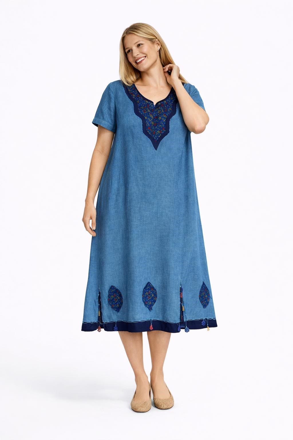 1530 Oyalı Turkuaz Battal Elbise