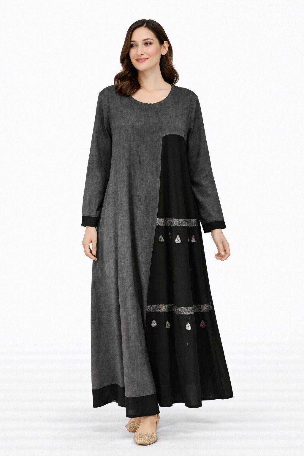 1531 Yıkamalı Antrasit Elbise