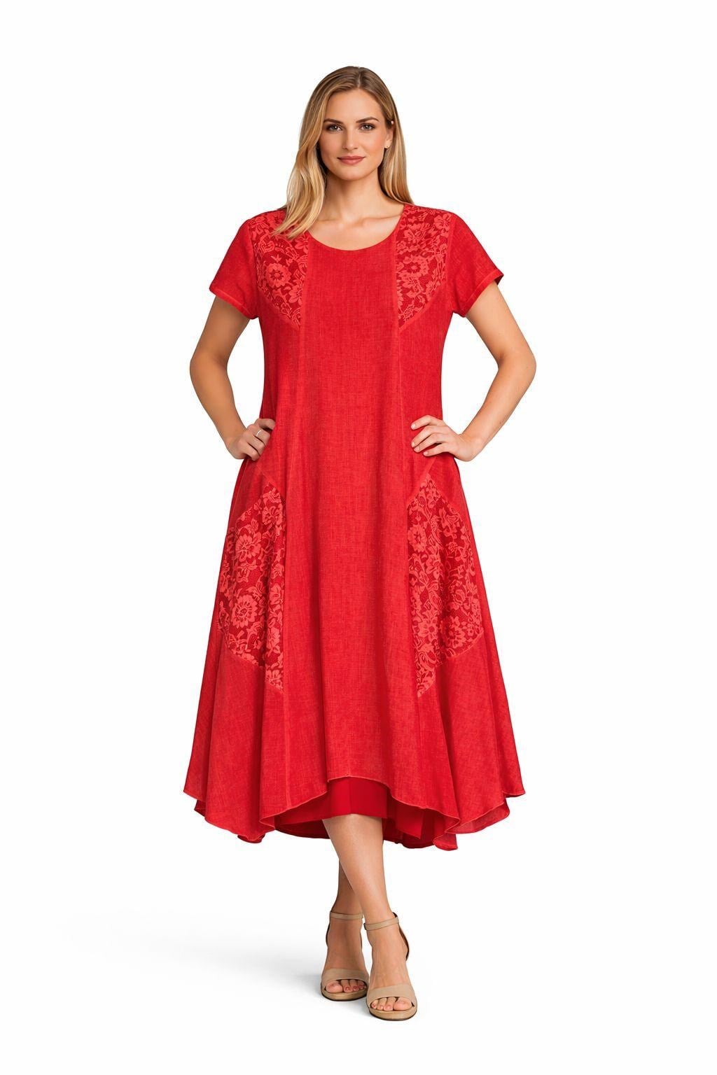 1700 Dantelli Mercan Elbise