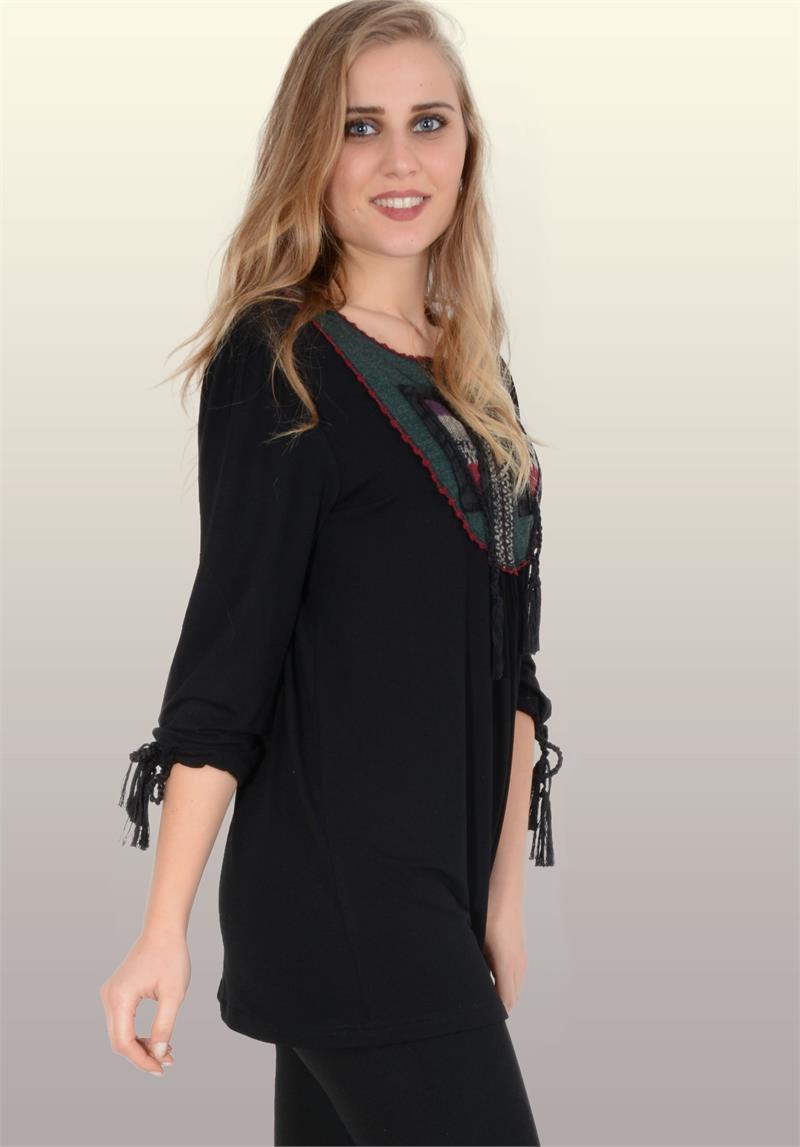 Otantik GİYİM-735- Etnik Püsküllü Buluz