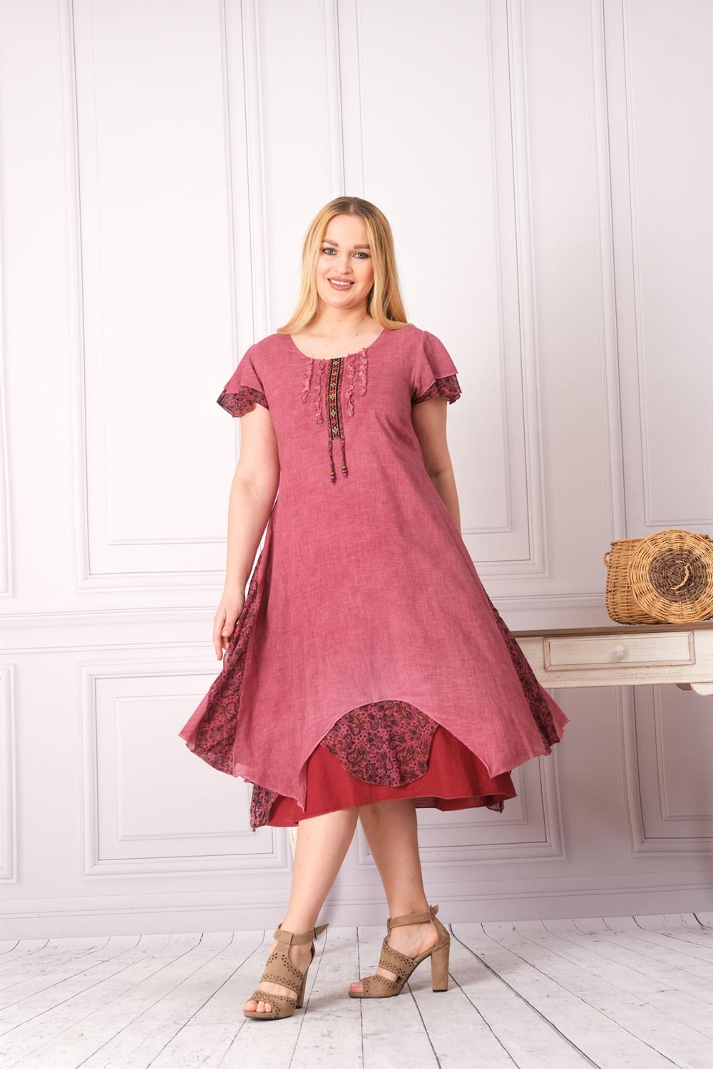 3052 Gül Kurusu Elbise