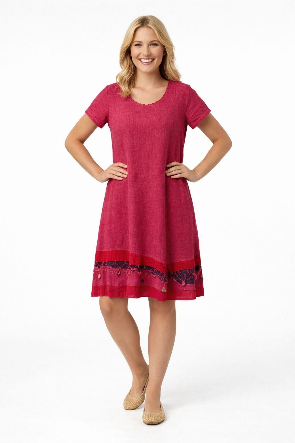 3053 Oyalı Fuşya Elbise