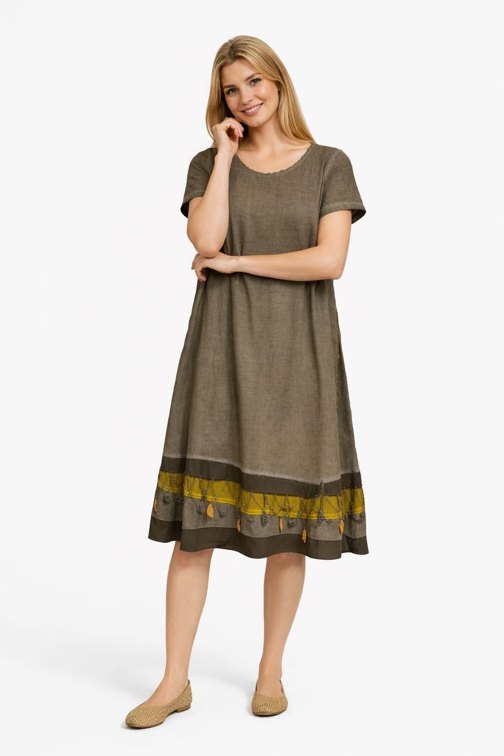 3053 Oyalı Haki Elbise