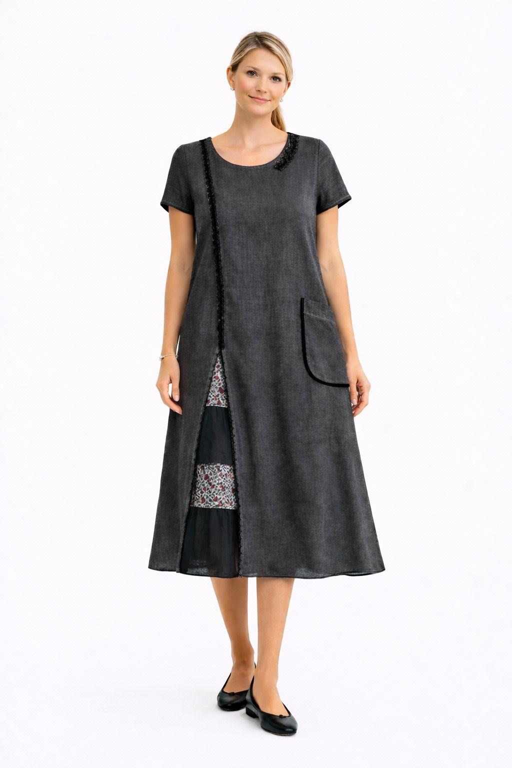 3673 Otantik Antrasit Elbise