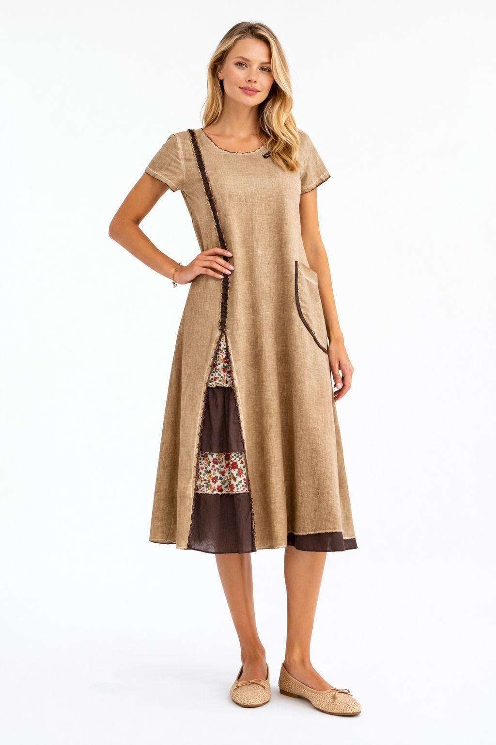 3673 Otantik Camel Elbise