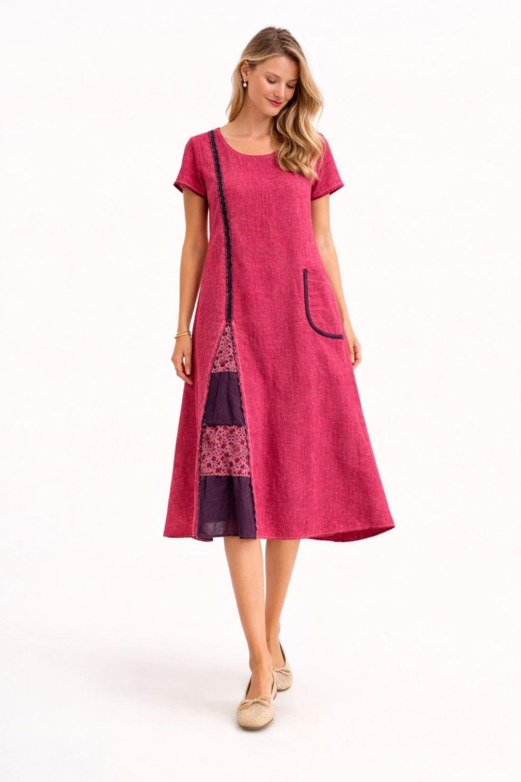 3673 Otantik Fuşya Elbise