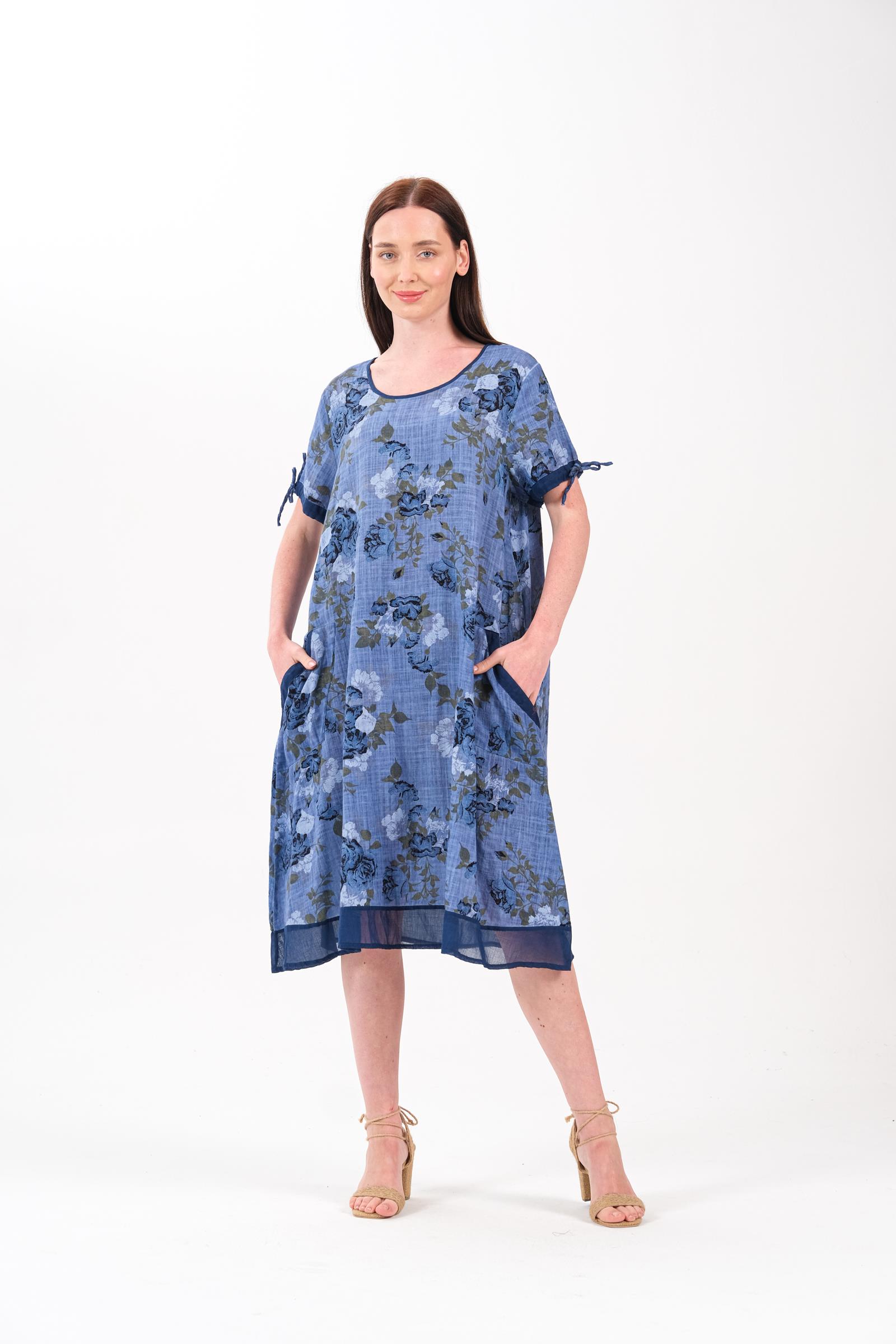 3719 İndigo Battal Elbise