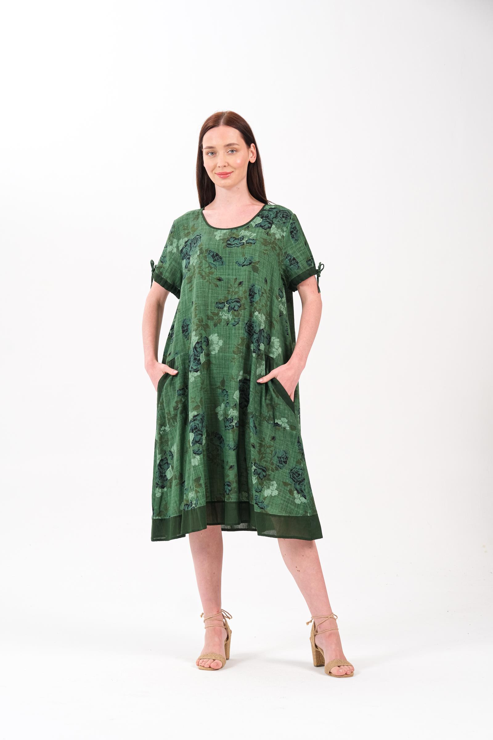 3719 K.Yeşil Battal Elbise