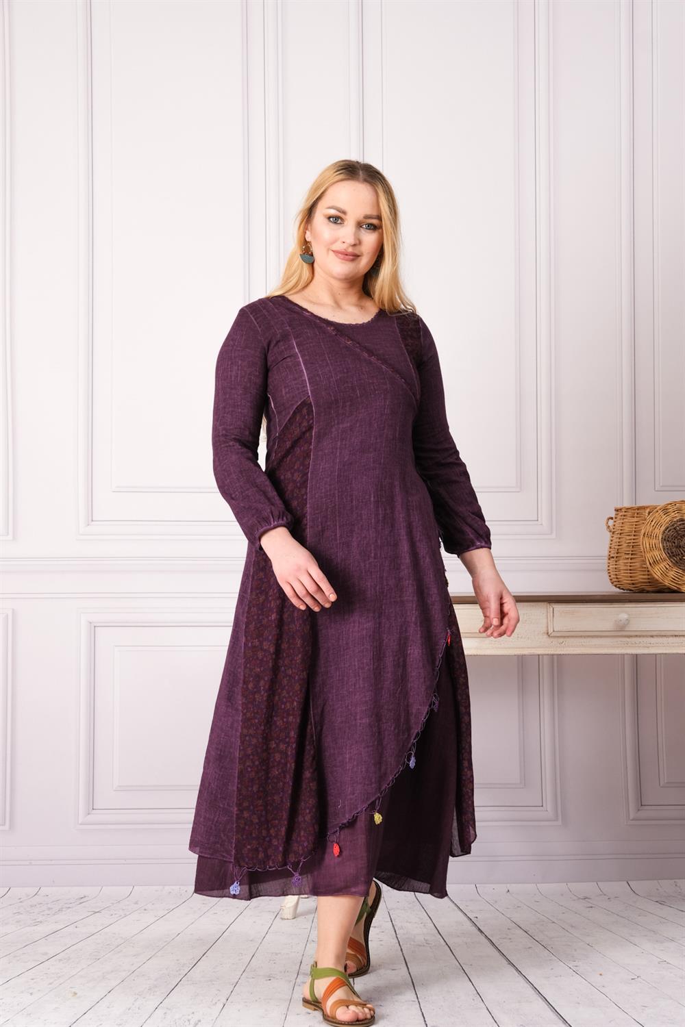 3735 Mürdüm Uzun Elbise