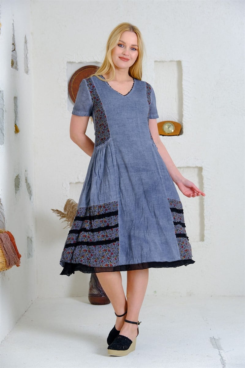 4506 Antrasit Otantik Elbise