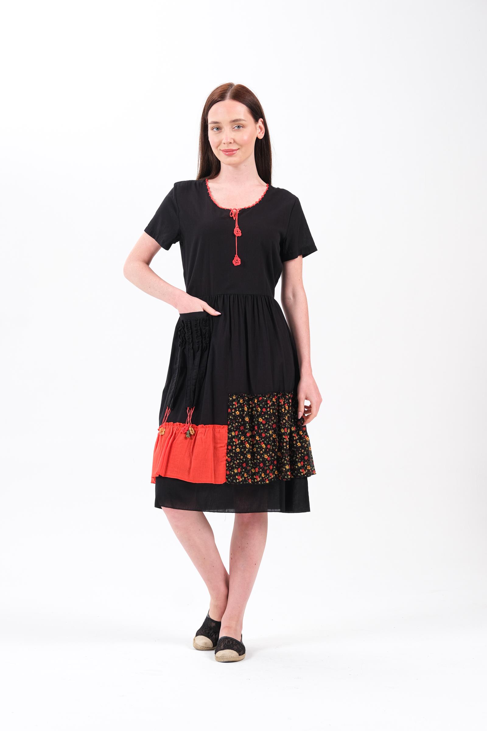 4536 Siyah Otantik Elbise