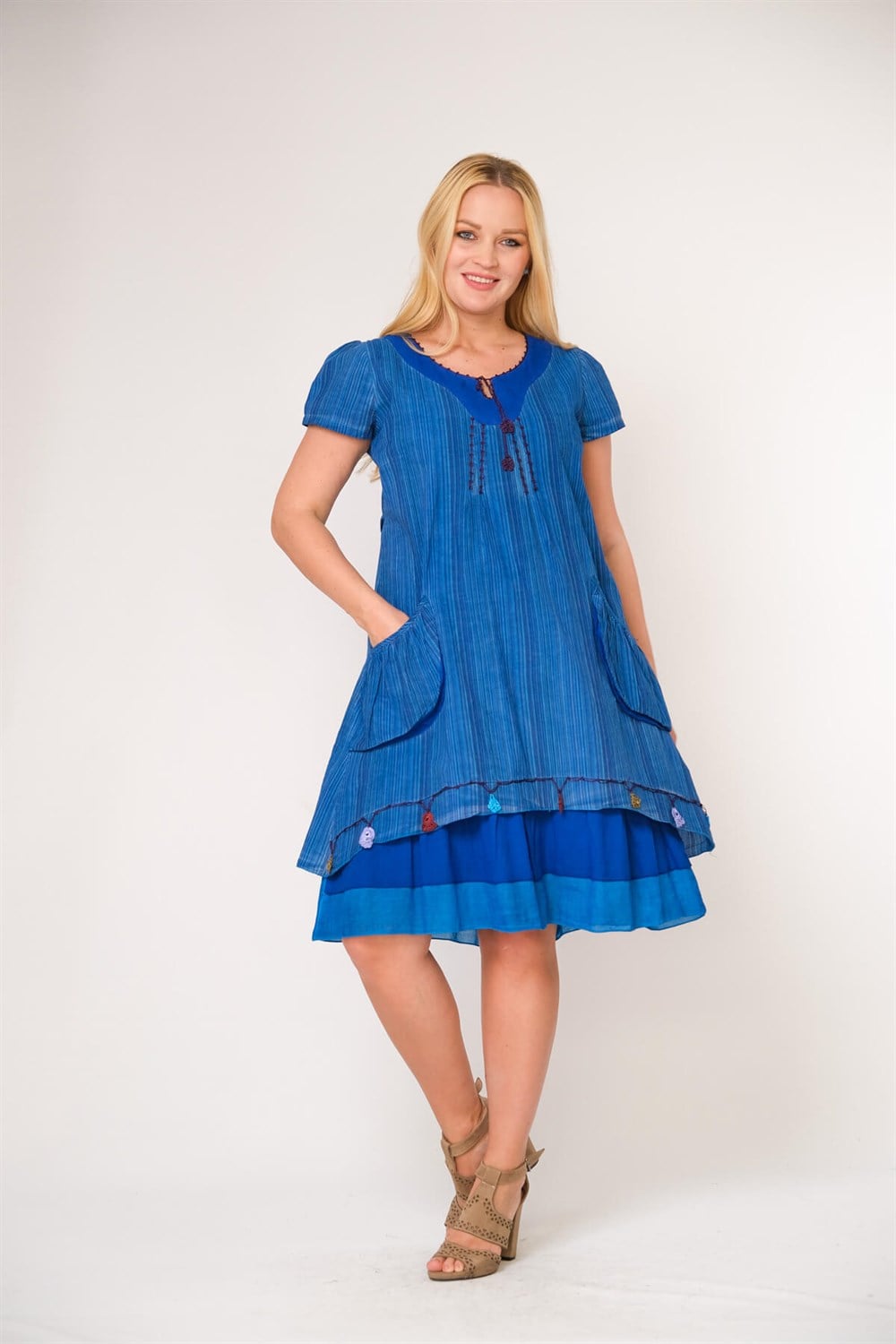 4581- Turkuaz Elbise