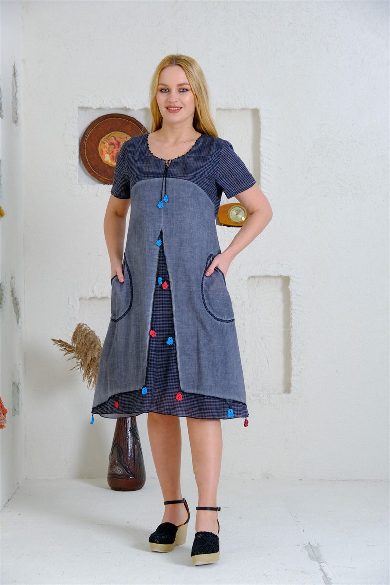 4587 Antrasit Otantik Elbise 