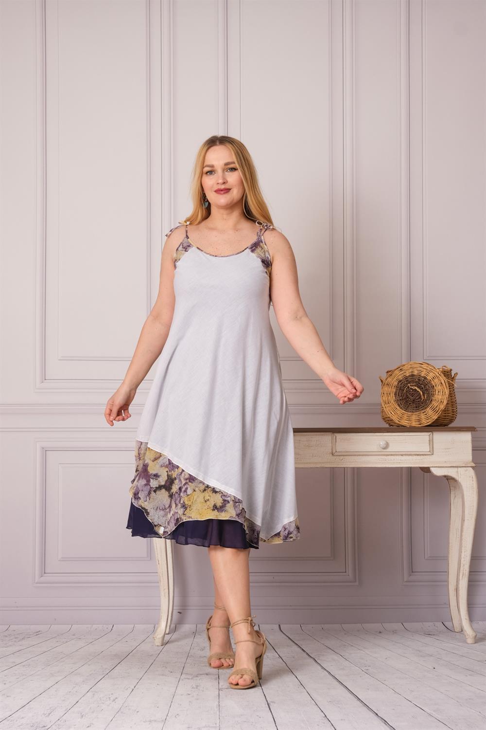 4662 Beyaz İp Askılı Elbise