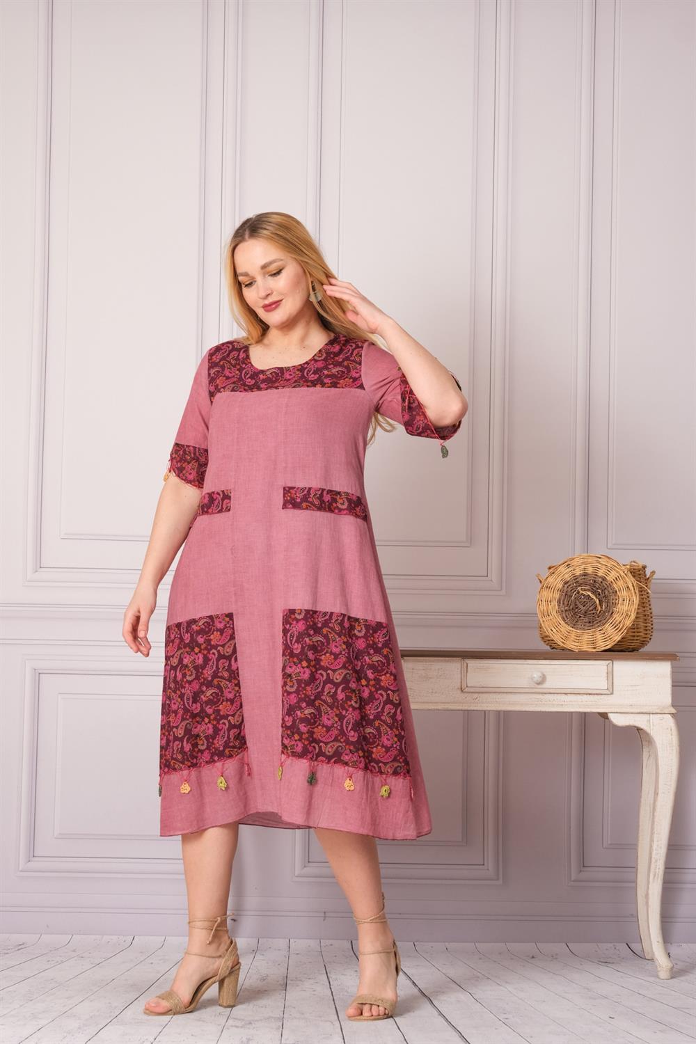 4664 Gül Kurusu Elbise