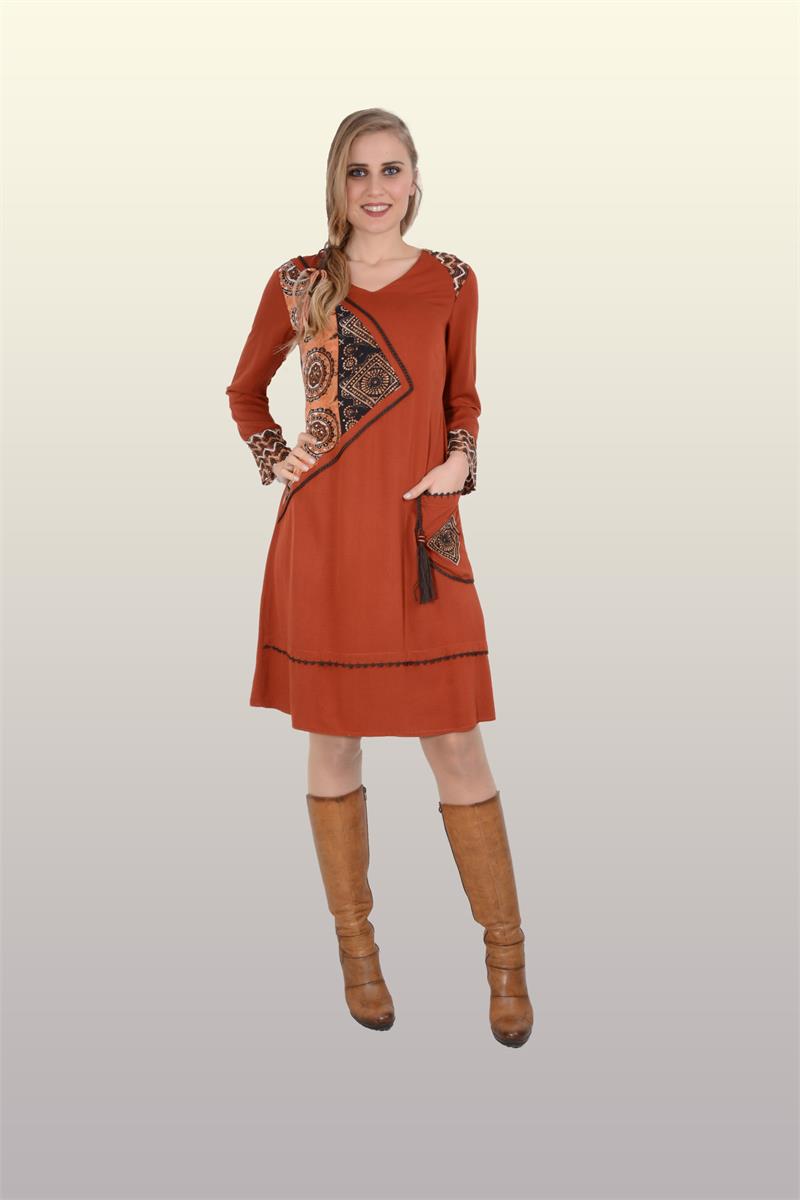 Otantik Giyim-704-Etnik Oyalı Elbise-Kremit