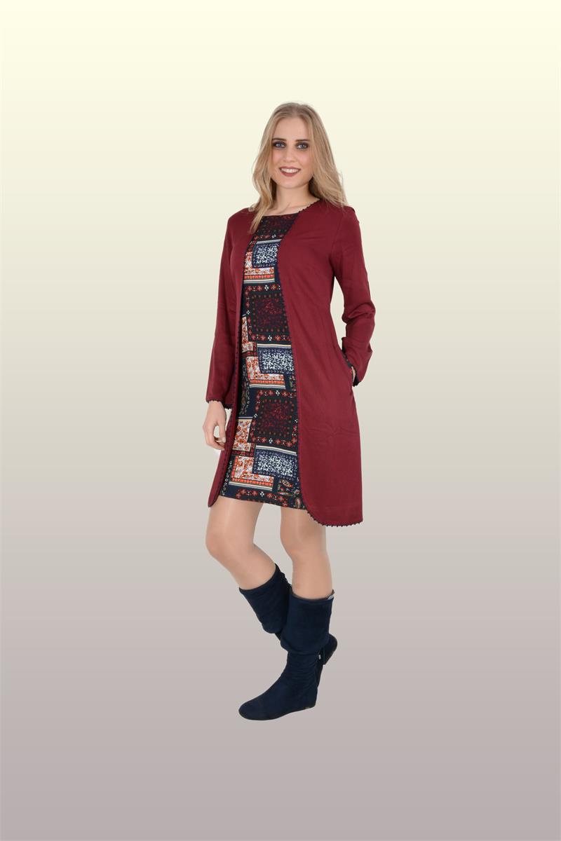 Otantik Giyim-702-Önü Kapaklı Tunik-Bordo