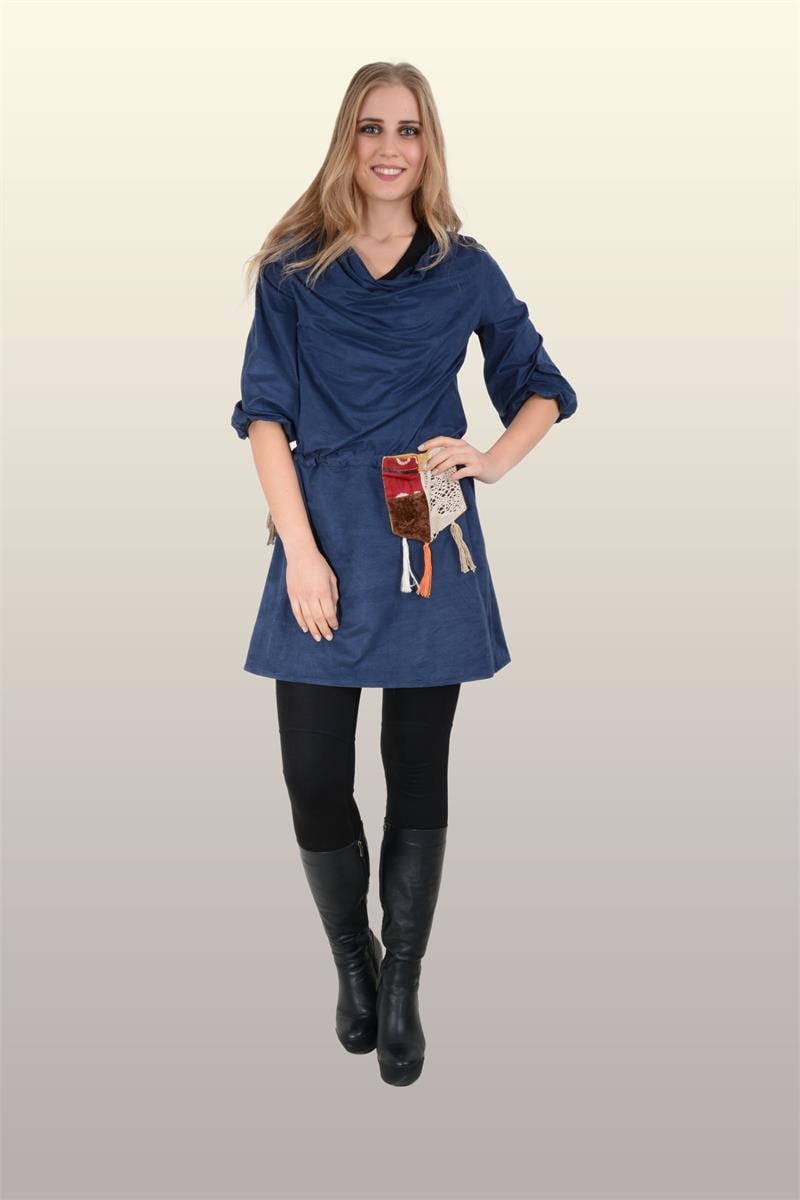 Otantik Giyim-731- Degaje Süet Buluz-Lacivert