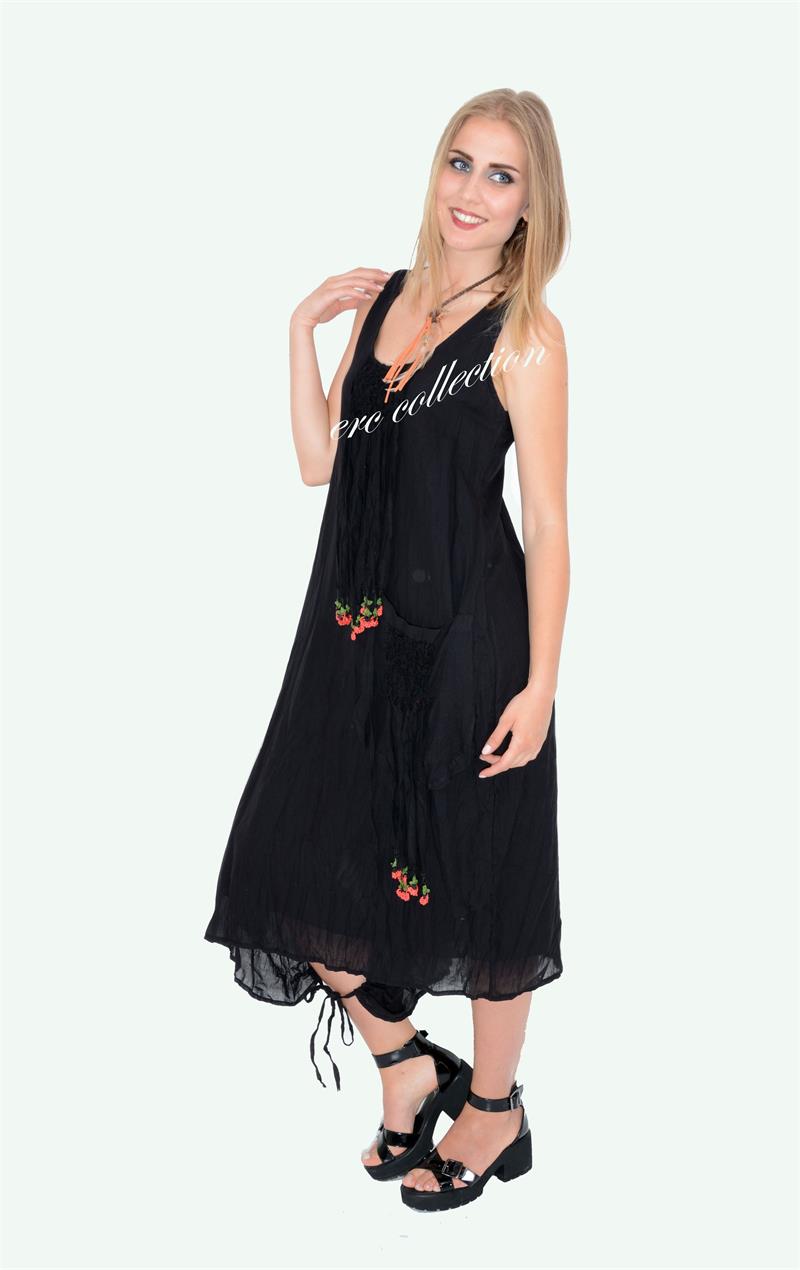 125-OTANTİK FIRFIR DETAYLI ELBİSE SİYAH