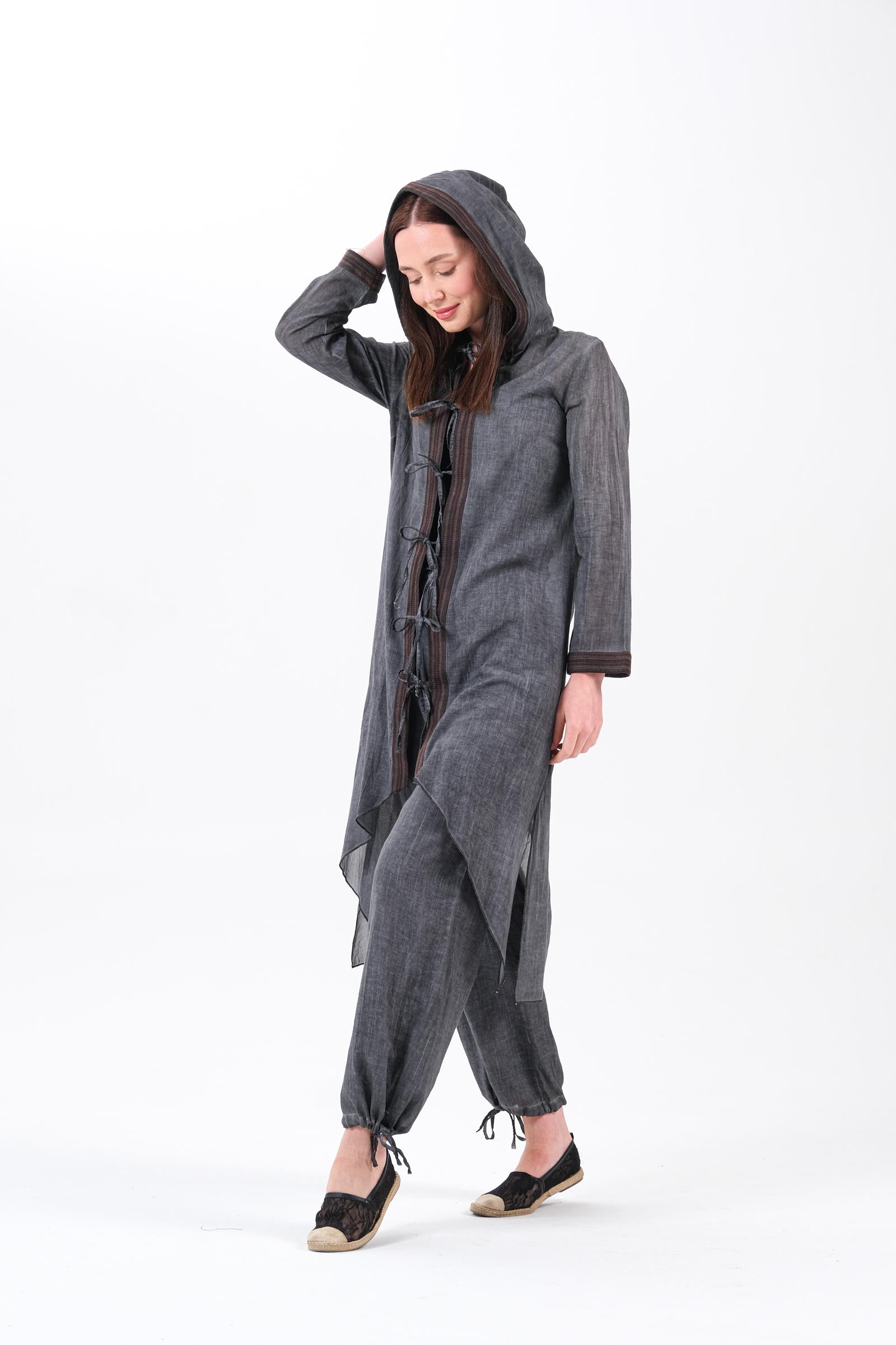 8002 Alt-Üst Yıkamalı Nakışlı Antrasit Takım