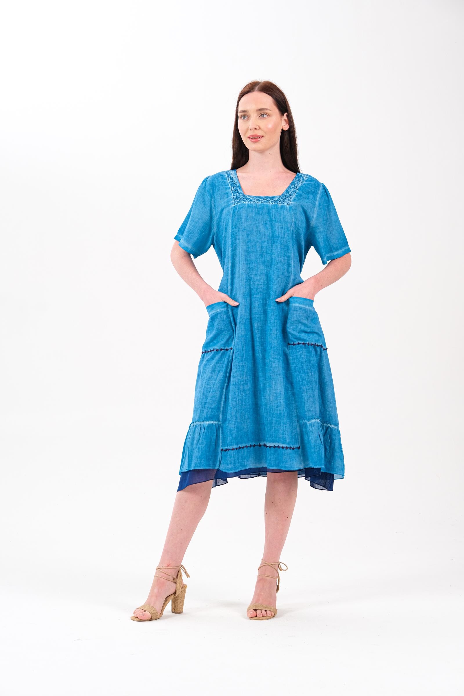 8008 Battal Turkuaz Elbise