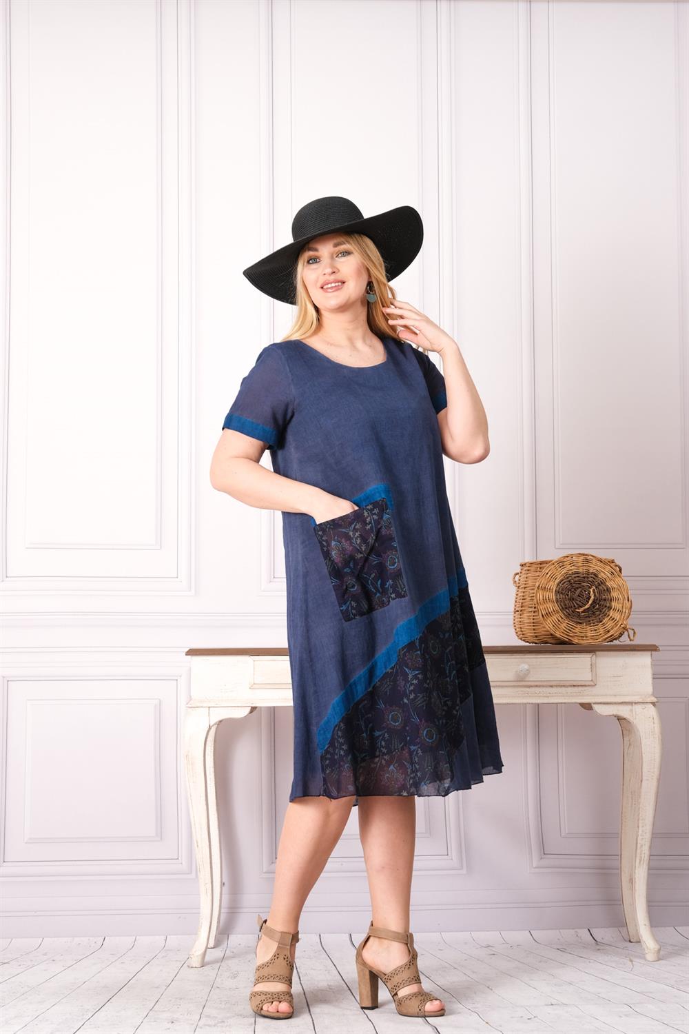 9026 Lacivert Elbise