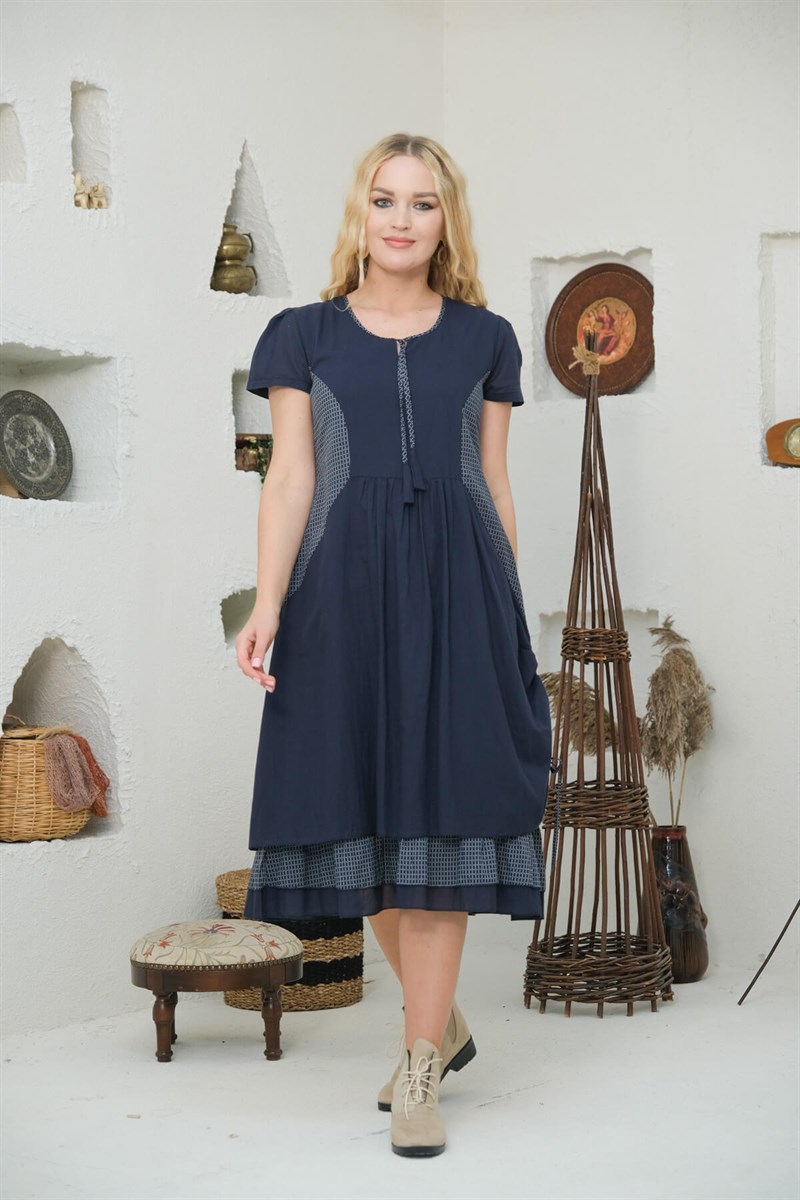 9040 Lacivert Elbise