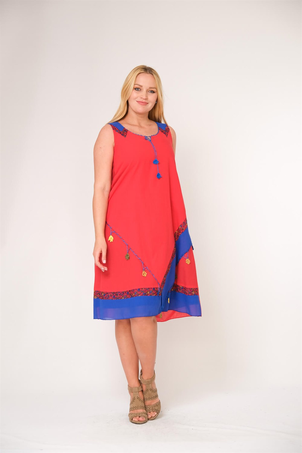 9067- Saks Oyalı Elbise