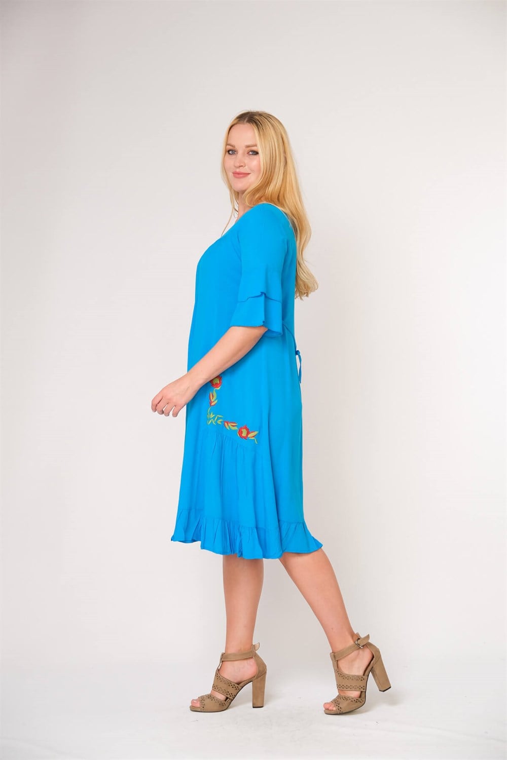 9078 - Turkuaz Elbise