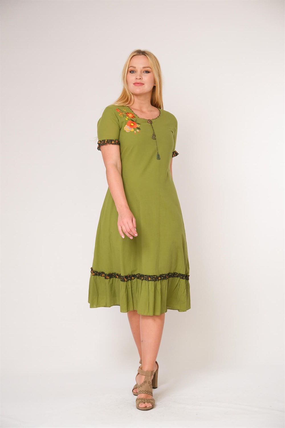 9088- A.yeşil Elbise