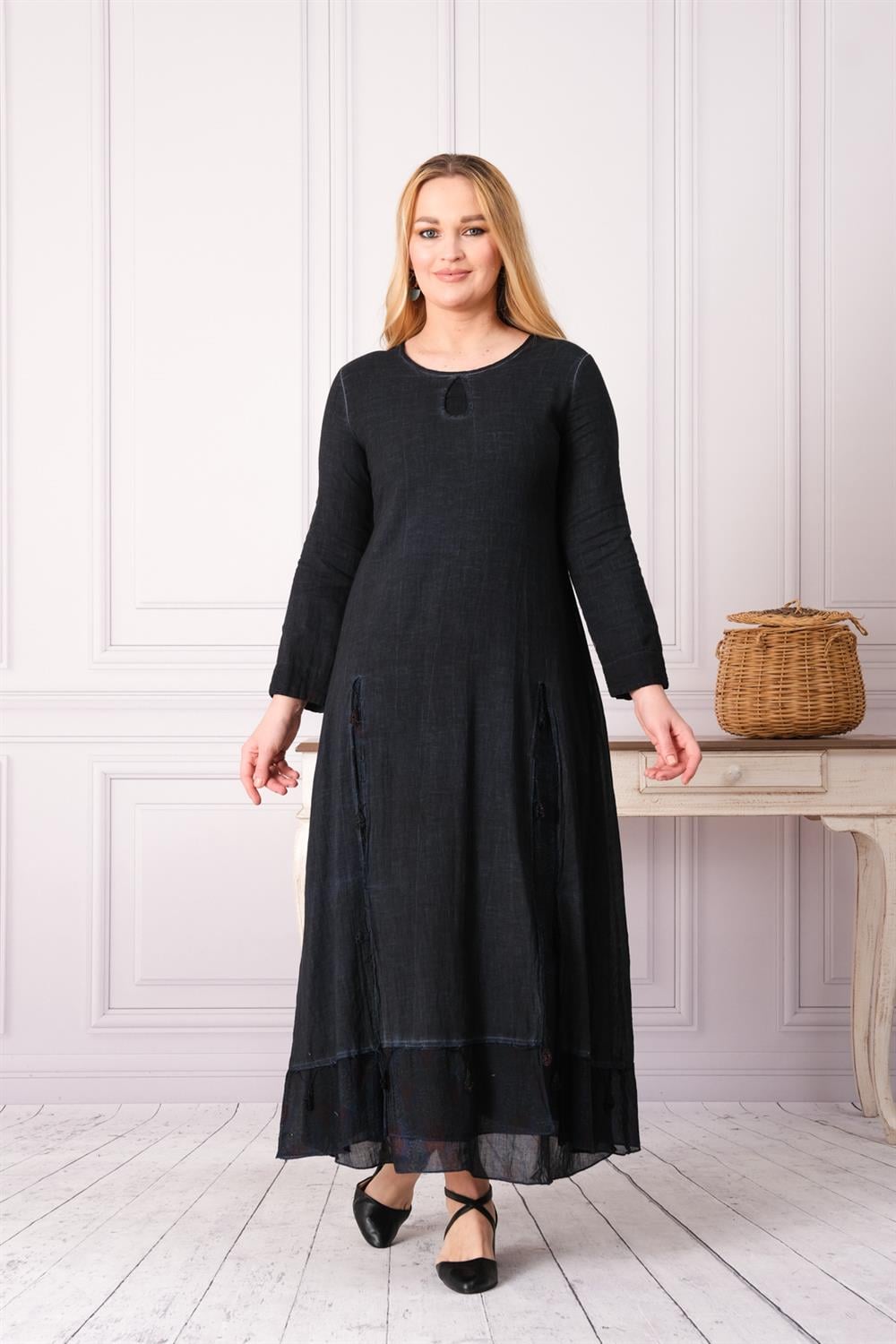 9204 Lacivert Uzun Elbise