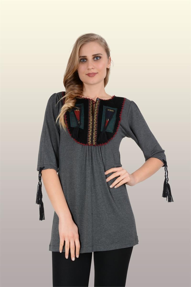 Otantik Giyim-735-Etnik Püsküllü Buluz