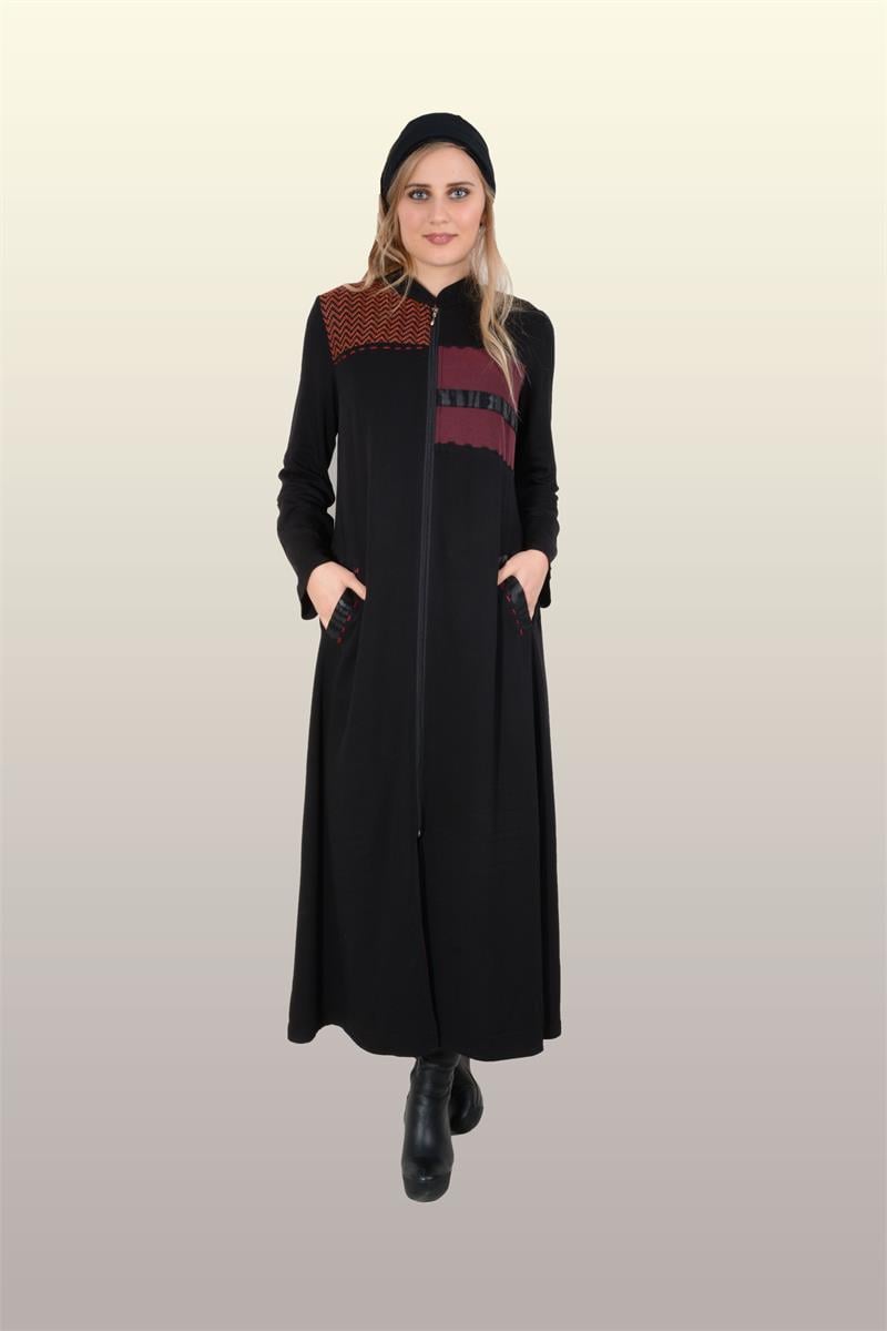 Otantik Giyim-706- Kare Peçli Ferace-Siyah