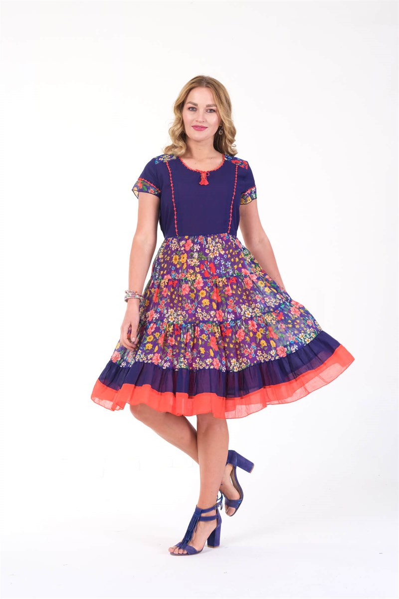 Erc Collection Etnik Otantik Pamuklu Yazlık Elbise 4541-MO