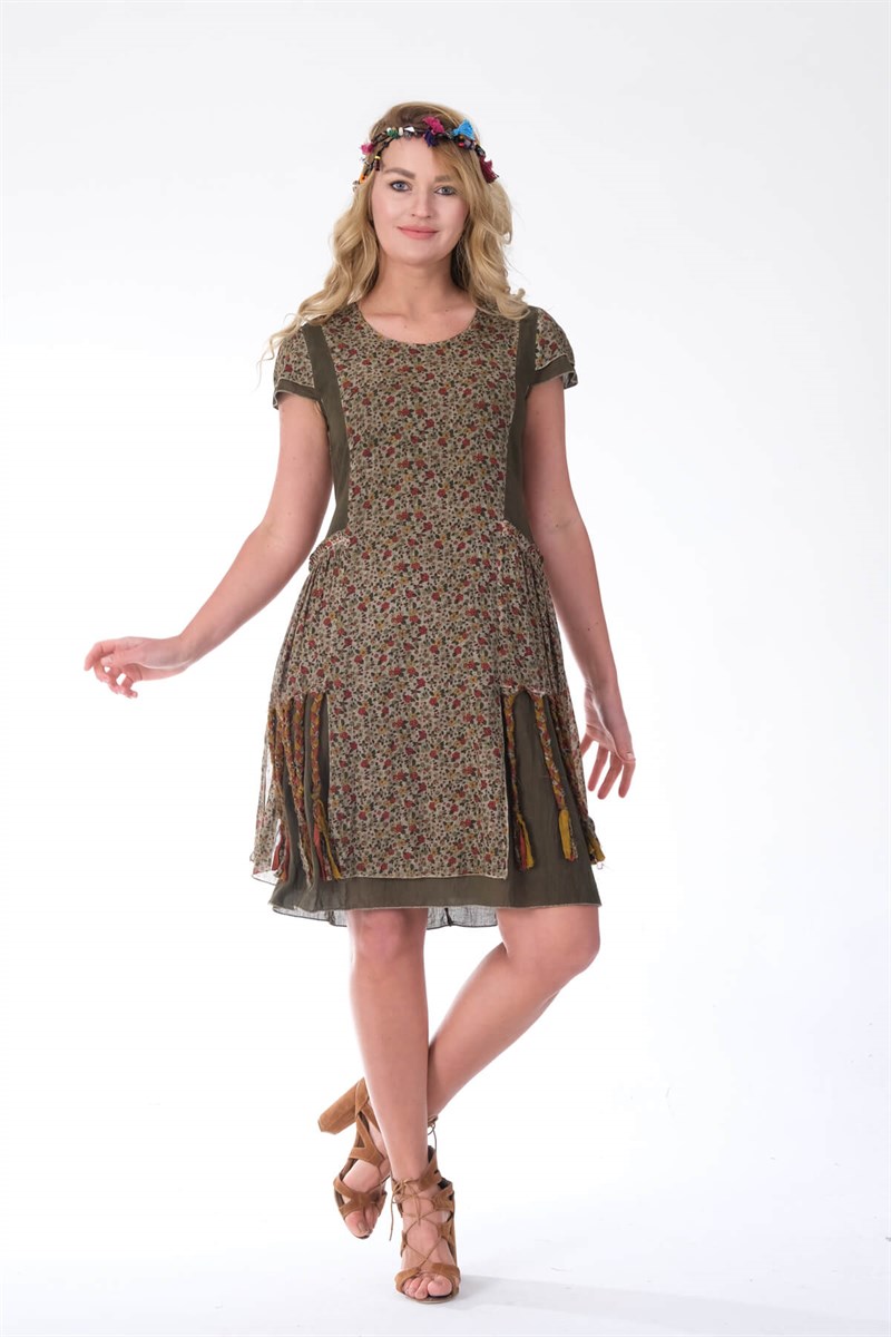 Erc Collection Etnik Otantik Pamuklu Yazlık Elbise 3748-H