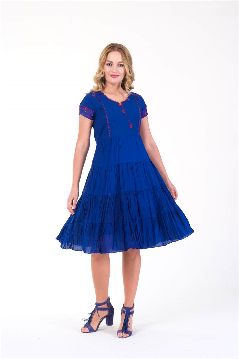 Erc Collection Etnik Otantik Pamuklu Yazlık Elbise 4511-S