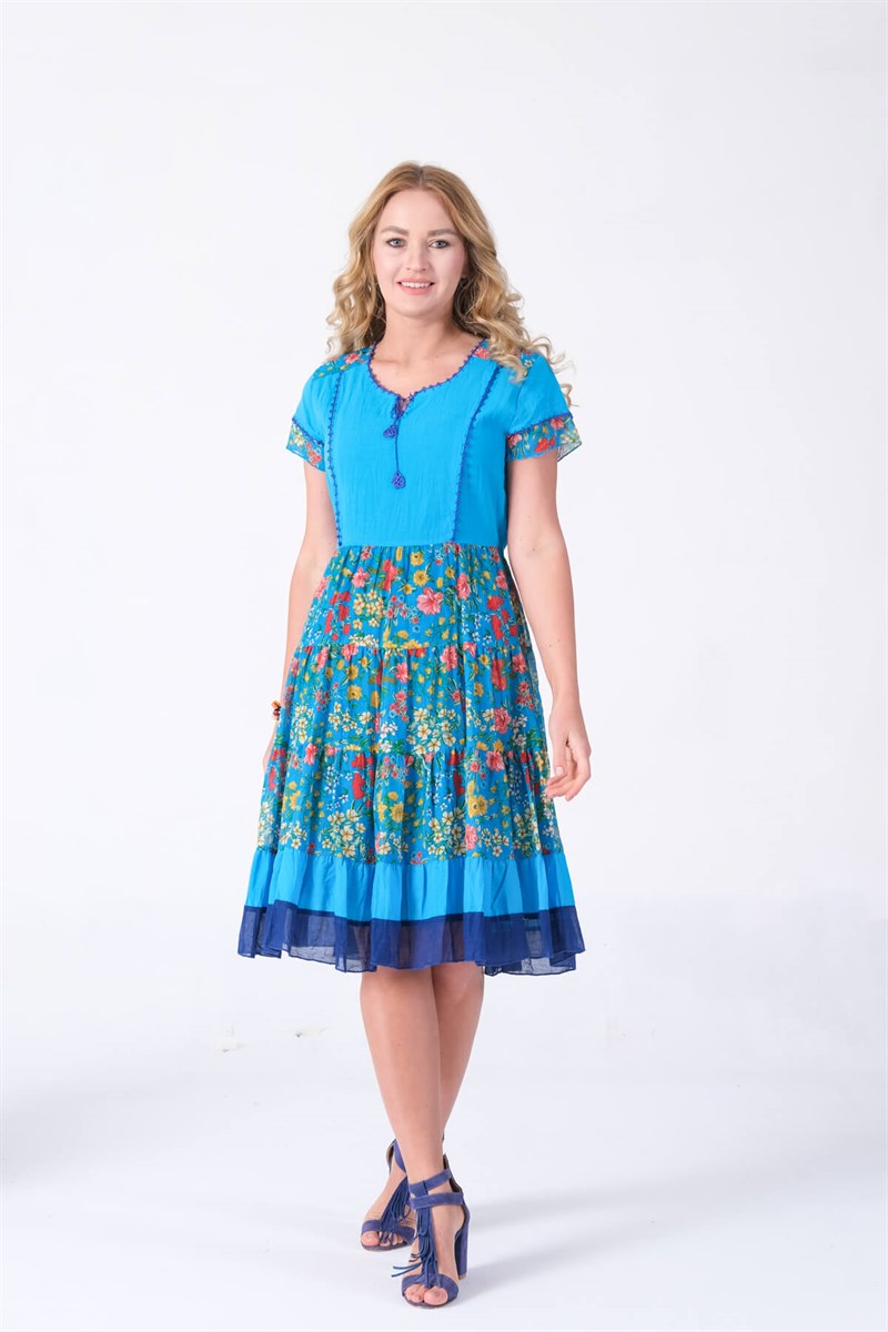 Erc Collection Etnik Otantik Pamuklu Yazlık Elbise 4541-TU