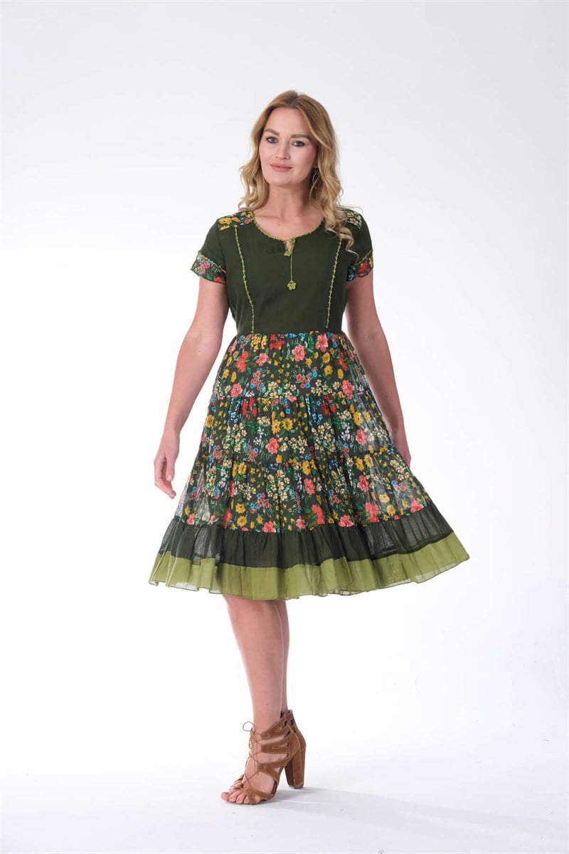 Erc Collection Etnik Otantik Pamuklu Yazlık Elbise 4541-KY