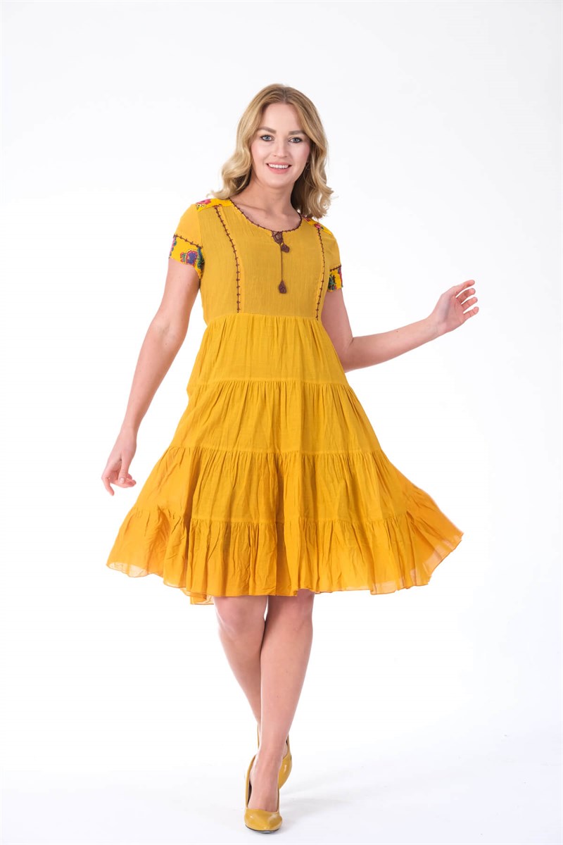 Erc Collection Etnik Otantik Pamuklu Yazlık Elbise 4511-H