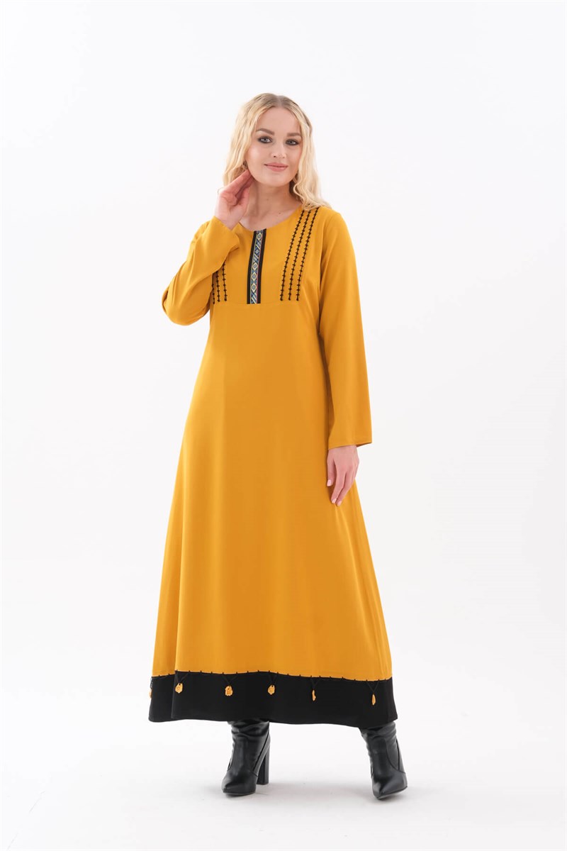 Otantik Elbise 4204-Hardal-