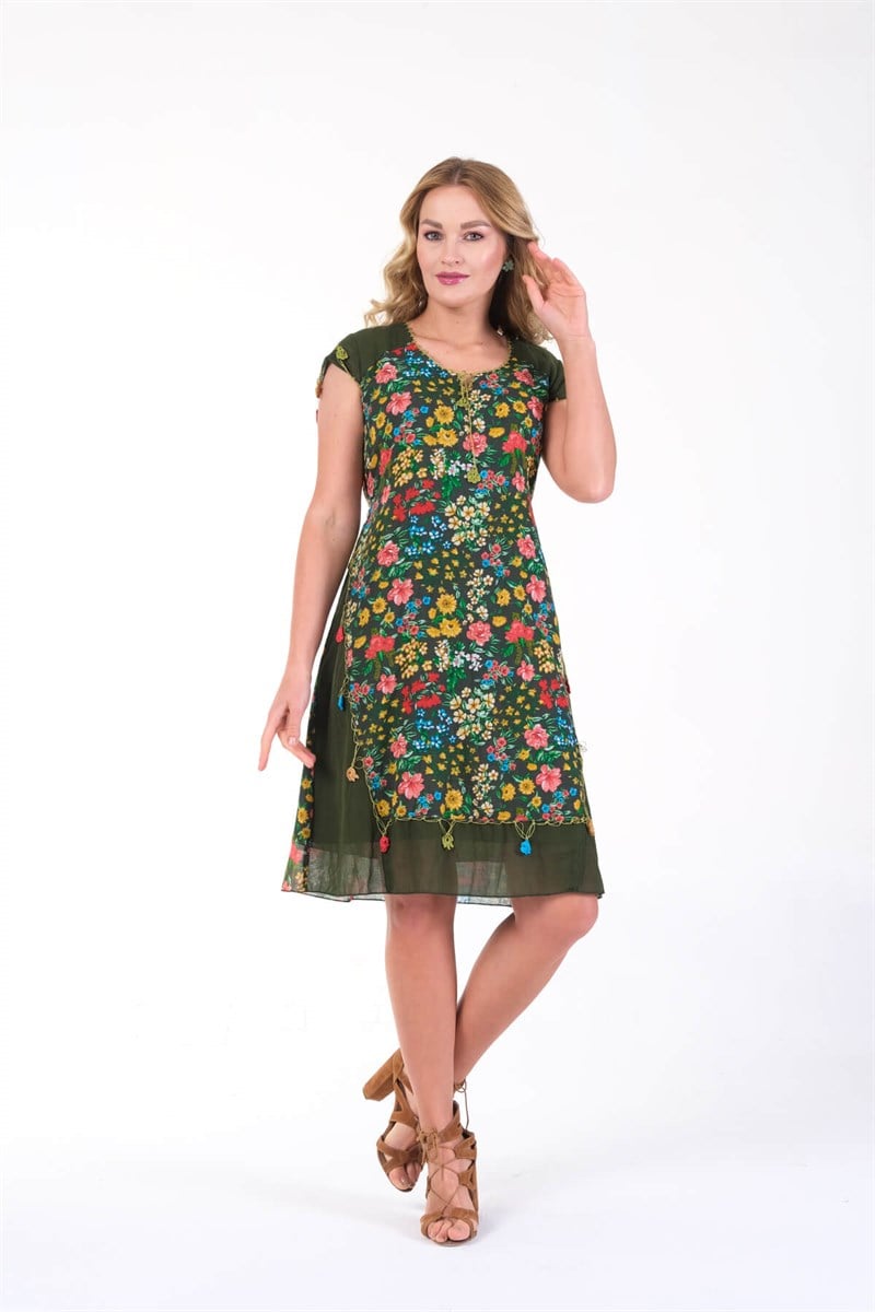 OTANTİK ETNİK GİYİM  YAZLIK ELBİSE ERC COLLECTİON 4537-KY