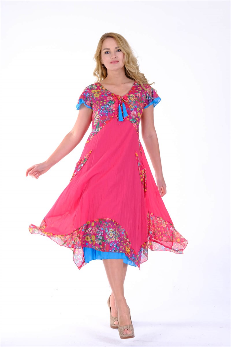 OTANTİK ETNİK GİYİM  YAZLIK ELBİSE ERC COLLECTİON 3880-F
