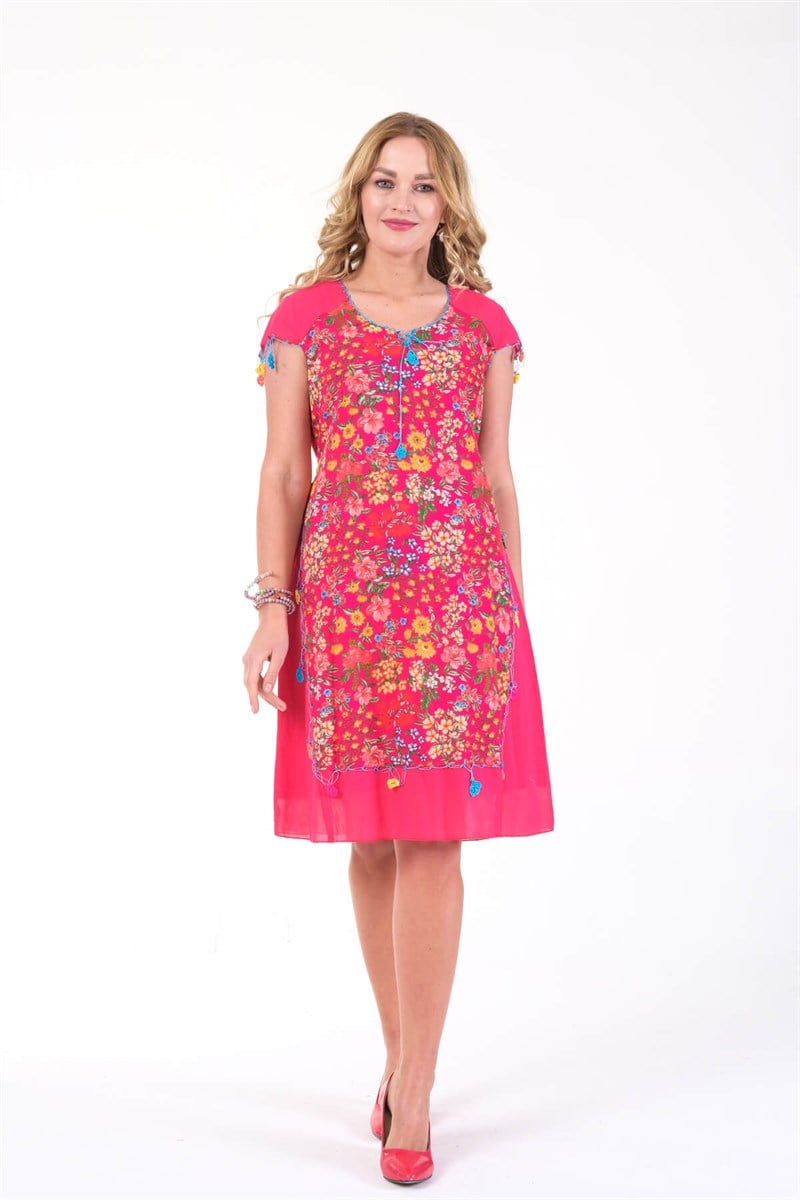 OTANTİK ETNİK GİYİM  YAZLIK ELBİSE ERC COLLECTİON 4537-F